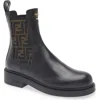 Fendi Black Leather And Ff Fabric Biker Jacket In Black