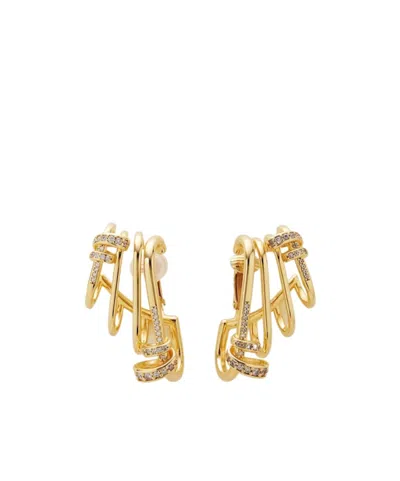 Fendi Filo Crystal-embellished Earcuffs In Yellow