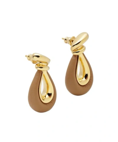 Fendi Filo Earrings In Camel Gold