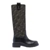 Fendi Tall Boots With Signature Monogram Pattern And Branded Detailing In Black