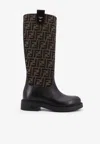 Fendi Tall Boots With Signature Monogram Pattern And Branded Detailing In Multi