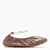 Fendi Filo Jasper-coloured Leather Ballerina In Neutral