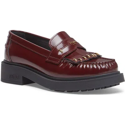 Fendi Filo Leather Loafer In Chocolate