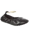Fendi Filo Leather Ballerina Flat In Black