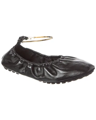 Fendi Filo Leather Ballerina Flat In Black