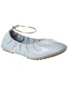 Fendi Filo Leather Ballerina Flat In Blue