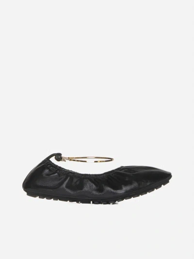 FENDI FILO LEATHER BALLET FLATS