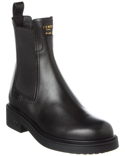Fendi Filo Leather Biker Boot In Black