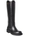 Fendi Filo Ff Leather Knee-high Boot In Black