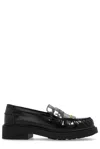 Fendi Leather Loafers With Fringed Moccasin Stitching In Black
