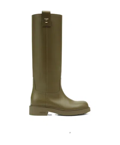 Fendi Filo Logo Boots In Militare