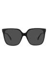 Fendi ' Fine 59mm Geometric Sunglasses In Shiny Black/smoke