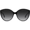 Fendi The  Fine 59mm Round Sunglasses In Shiny Black/gradient Smoke