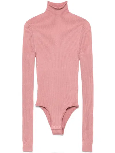 Fendi Fine-ribbed Bodysuit In Pink