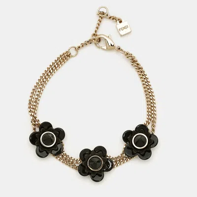 Pre-owned Fendi Fiori Resin Gold Tone Bracelet