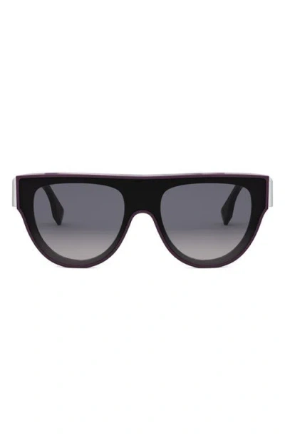 Fendi ' First 139mm Flat Top Sunglasses In Shiny Violet/gradient Smoke