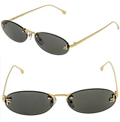 Pre-owned Fendi First 4075 Gold Black Narrow Rimless Crystal Fashion Sunglasses Fe4075us In Blue