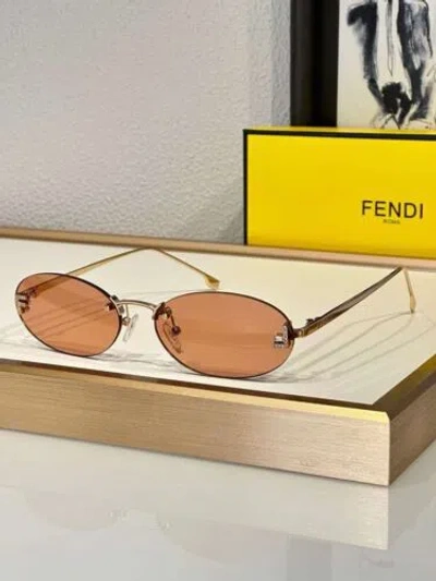 Pre-owned Fendi First 4075 Gold Pink Oval Rimless Crystal Fashion Sunglasses Fe4075us