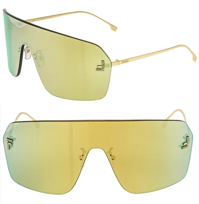 Pre-owned Fendi First 4121 Gold Mirrored Unisex Mask Crystal Fashion Sunglasses Fe4121us