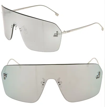 Pre-owned Fendi First 4121 Silver Mirrored Unisex Mask Crystal Fashion Sunglasses Fe4121us In Blue