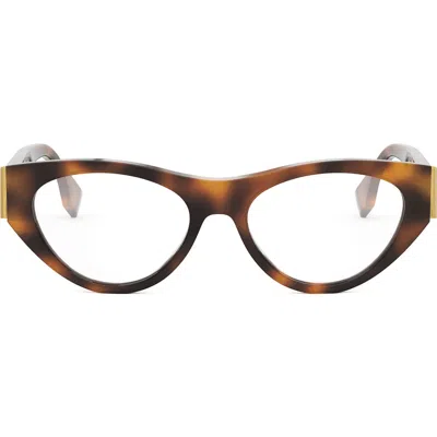 Fendi First 52mm Cat Eye Optical Glasses In Brown