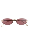 Fendi Rimless Oval-frame Crystal-embellished Gold-tone Sunglasses