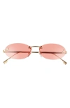 Fendi First Fe 4075us 30a Oval Sunglasses In Shiny Endura Gold/bordeaux