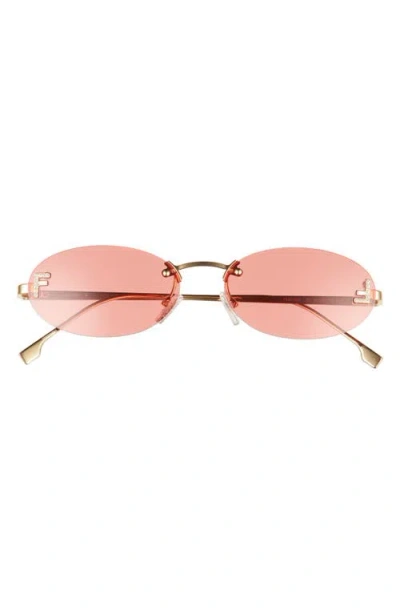 Fendi First Fe 4075us 30a Oval Sunglasses In Gold
