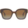 Fendi ' First 63mm Square Sunglasses In Dark Brown/gradient Brown