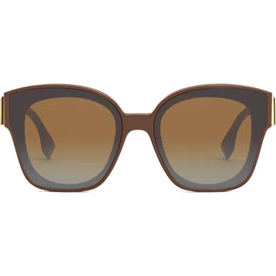 Fendi ' First 63mm Square Sunglasses In Dark Brown/gradient Brown