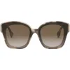 Fendi ' First 63mm Square Sunglasses In Havana/other/gradient Brown