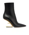 Fendi Leather Ankle Boots With O'lock Slider In Black