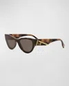 Fendi First Acetate Cat-eye Sunglasses In Blndhavbrn