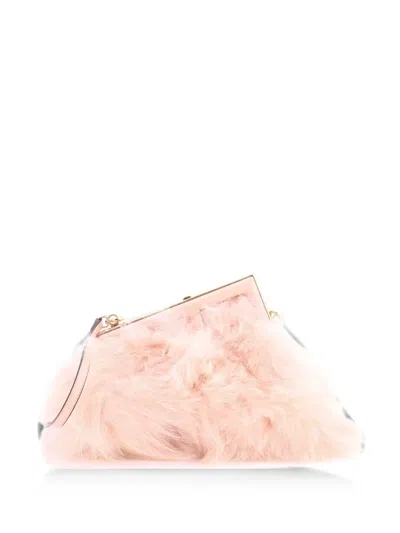 Pre-owned Fendi First Bag Fur Small Shoulder Bag In Pink