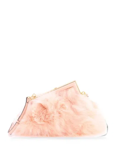 Pre-owned Fendi First Bag Fur Small Shoulder Bag In Pink