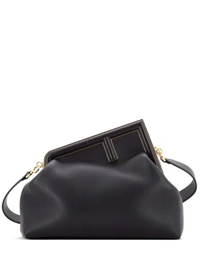 Pre-owned Fendi First Bag Leather Medium Clutch Bag In Black