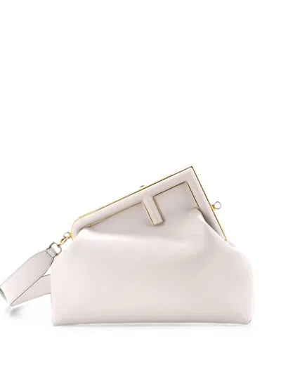 Pre-owned Fendi First Bag Leather Medium Clutch Bag In Gray