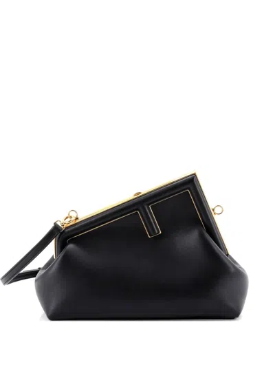 Pre-owned Fendi First Bag Leather Small Clutch Bag In Black
