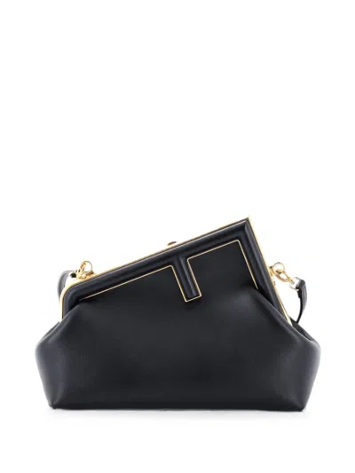 Pre-owned Fendi First Bag Leather Small Clutch Bag In Black