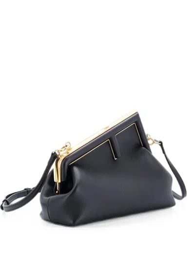 Pre-owned Fendi First Bag Leather Small Clutch Bag In Black