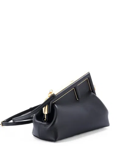 Pre-owned Fendi First Bag Leather Small Clutch Bag In Black