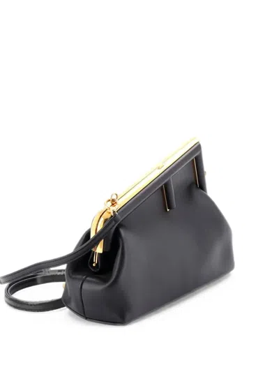 Pre-owned Fendi First Bag Leather Small Clutch Bag In Black