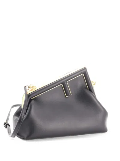Pre-owned Fendi First Bag Leather Small Clutch Bag In Black