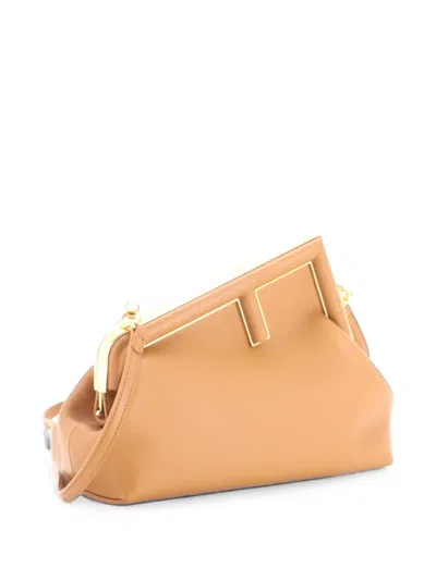 Pre-owned Fendi First Bag Leather Small Clutch Bag In Brown
