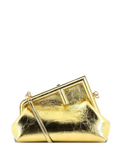 Pre-owned Fendi First Bag Leather Small Clutch Bag In Gold