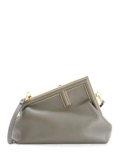 Pre-owned Fendi First Bag Leather Small Clutch Bag In Green
