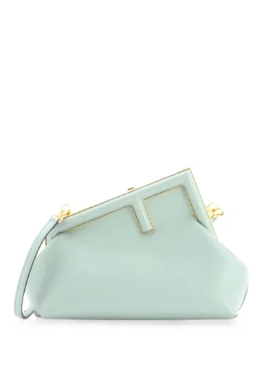 Pre-owned Fendi First Bag Leather Small Clutch Bag In Green