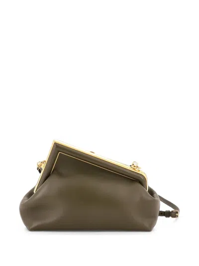 Pre-owned Fendi First Bag Leather Small Clutch Bag In Green