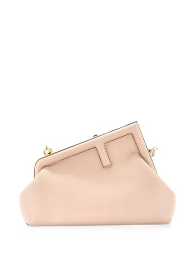 Pre-owned Fendi First Bag Leather Small Clutch Bag In Neutrals