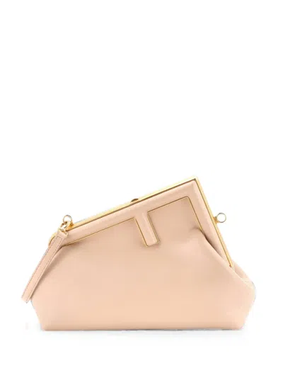 Pre-owned Fendi First Bag Leather Small Clutch Bag In Neutrals